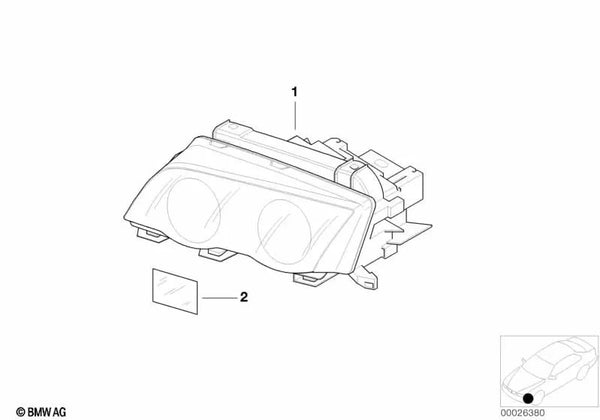 Faros de xenón izquierda para BMW E46 (OEM 63126902761). Original BMW.