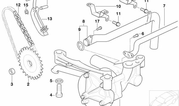 Tubo de retorno de aceite OEM 11411405215 para BMW E36, E46, Z3. Original BMW