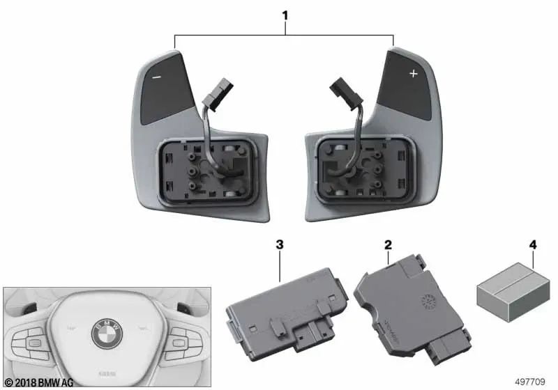 BMW Steering Wheel Electronics for models G30, G30N, G31, G31N, G32, G32N, G11N, G12N (OEM 32306884433). Original BMW Product