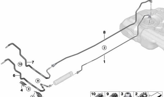 Tubo de Retorno de Combustible para BMW Serie 2 F45, F45N, X1 F48, X2 F39 (OEM 16117300642). Original BMW