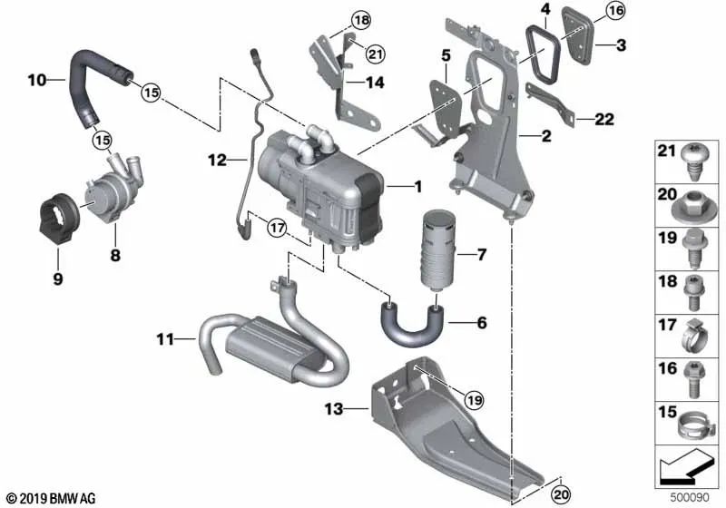 Tubo de escape/Silenciador para BMW G01, G01N, G02, G02N (OEM 64129391149). Original BMW.