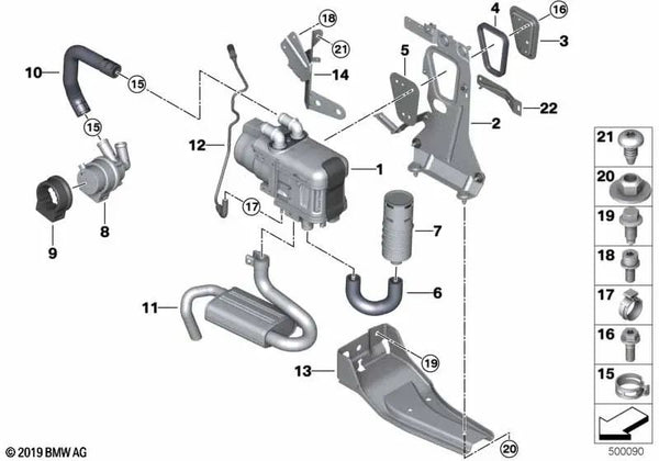 Bomba de Circulación Calefacción Estacionaria para BMW Serie 5 G30, G31, Serie 6 G32, Serie 7 G11, G12, Serie 8 G14, G15, X3 G01, X4 G02, X5 G05, X6 G06, X7 G07 (OEM 64129357983). Original BMW