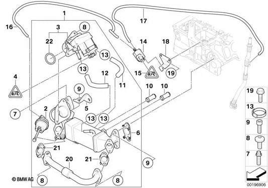 Tubo AGR para BMW X1 E84, X3 E83N (OEM 11718506451). Original BMW