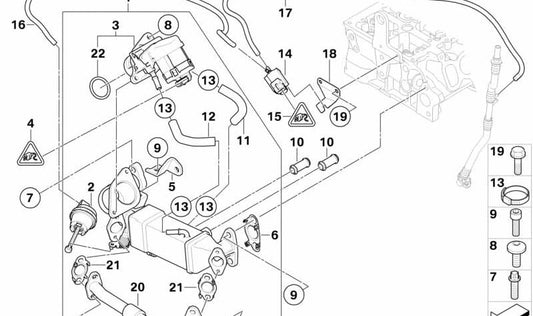 Junta Metálica para BMW X1 E84, X3 E83N (OEM 11718506450). Original BMW