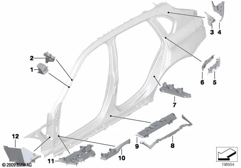 Supporto rinforzato a destra per BMW E90, E90N, E91, E91N, E92, E92N, E84 (OEM 41217111496). BMW originale