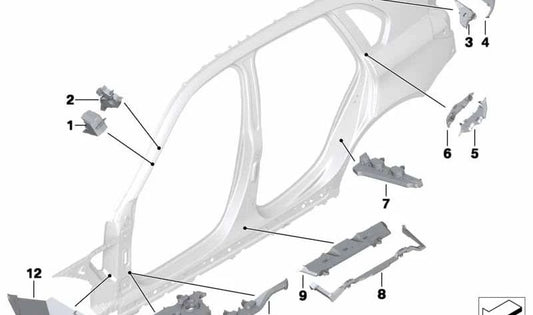 Pieza moldeada para el pilar B interior izquierdo para BMW X1 E84 (OEM 41212990793). Original BMW