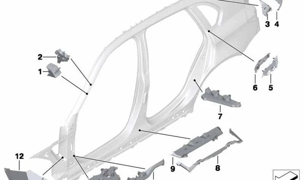 Pieza inferior exterior izquierda del pilar A OEM 41212990287 para BMW E84 (X1). Original BMW.