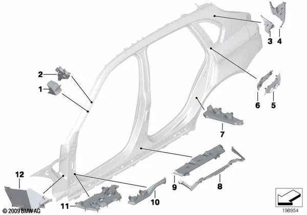 Soporte reforzado derecho para BMW E90, E90N, E91, E91N, E92, E92N, E84 (OEM 41217111496). Original BMW