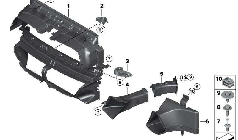 Guía de aire del freno delantero derecho para BMW Serie 3 G80, G81 y Serie 4 G82, G83 (OEM 51748072098). Original BMW