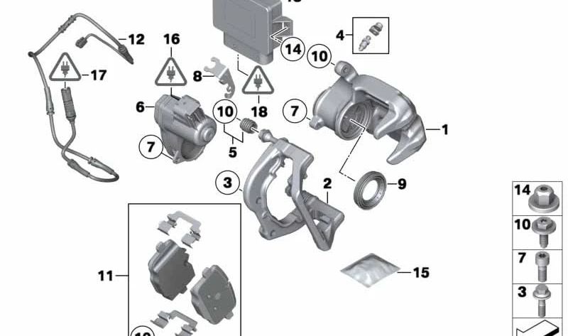 Carcasa de pinza de freno izquierda para BMW F25, F26 (OEM 34216791017). Original BMW.