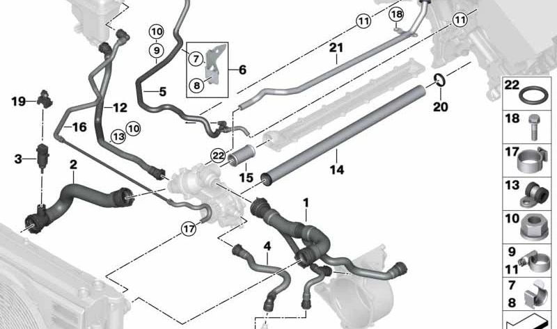 Manguera de ventilación OEM 17127508041 para BMW E65, E66. Original BMW.