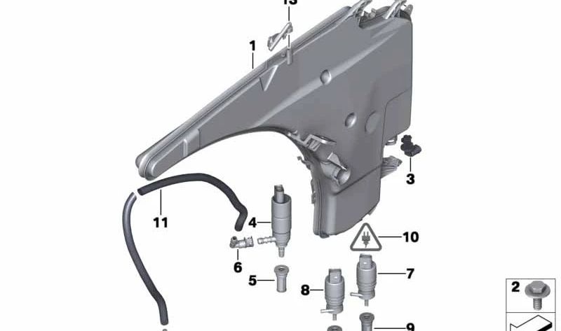 Tubo flexible limpiaparabrisas OEM 61677328844 para BMW E84. Original BMW.