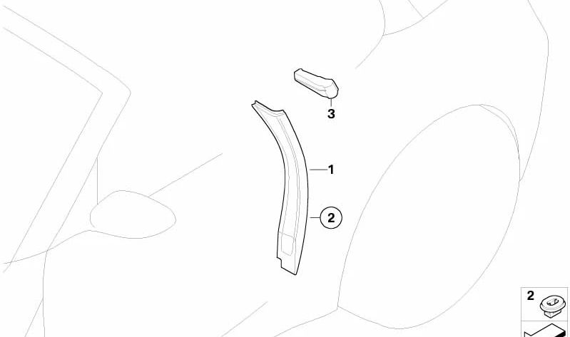 Embellecedor pilar B derecho para BMW Z4 E85, E86 (OEM 51477025646). Original BMW