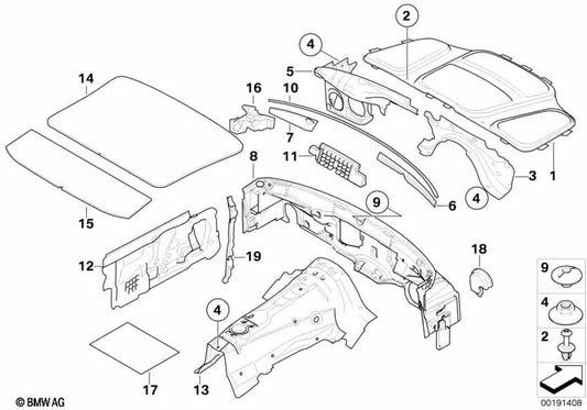 Aislamiento acústico derecho para BMW E63, E63N, E64, E64N (OEM 51487135960). Original BMW