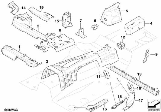 Rechte Radlaufstütze für BMW E81, E87, E87N, E90, E90N, E91, E91N, E92, E92N, E93, E93N (OEM 41147157724). Original BMW