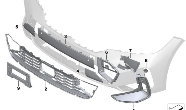 Cubierta Central para BMW Serie 3 G20N, G21N (OEM 51115A63969). Original BMW.