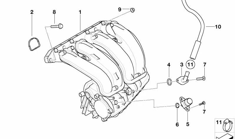 Tubo de ventilación para BMW Serie 3 E46 (OEM 11157515733). Original BMW