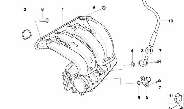 Tubo de ventilación para BMW Serie 3 E46 (OEM 11157515733). Original BMW