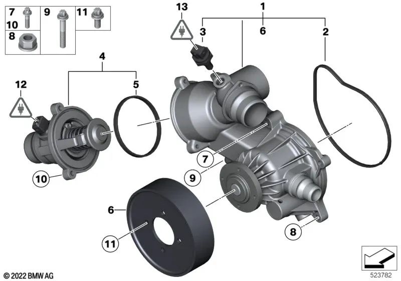 Bomba de refrigerante para BMW Serie 7 F01, F01N, F02, F02N (OEM 11518657284). Original BMW