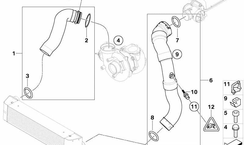 Manguera de aire de admisión (OEM 11617795304) para BMW E90, E91. Original BMW.