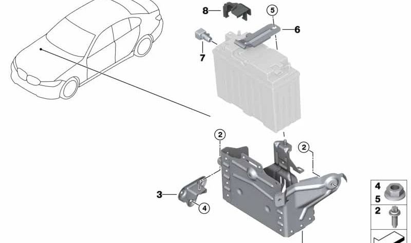 Soporte de Batería para BMW Serie 3 G20, G21, G28, Serie 4 G22, G23, G26 (OEM 61216832935). Original BMW