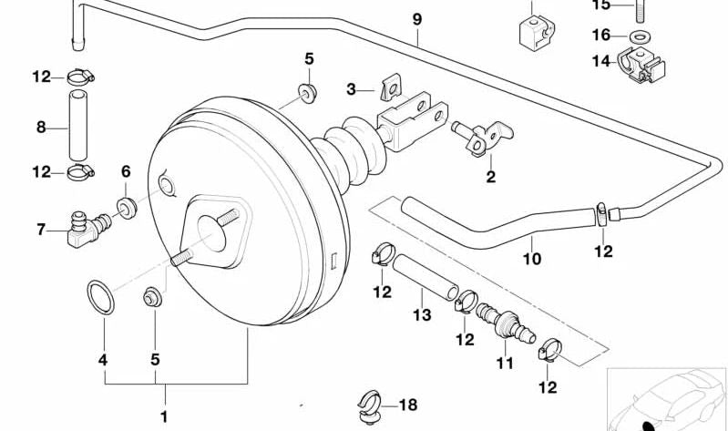 Tuyau de frein OEM 343227675 pour BMW E36 (modèles compatibles: 316i, 318i, 318is, 320i, 323i, 325i, 328i, M3). BMW d'origine.