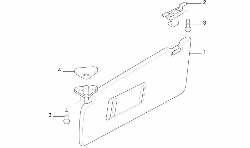 Right Side Visor with Light for BMW 5 Series E39, 7 Series E38 (OEM 51168237108). Original BMW