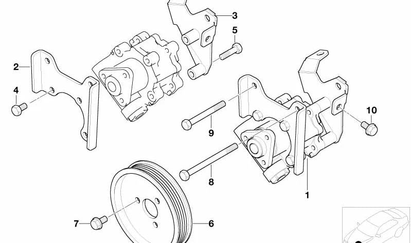 Placa de soporte para la bomba de ala delantera para BMW X5 E53 (OEM 32421438476). Original BMW