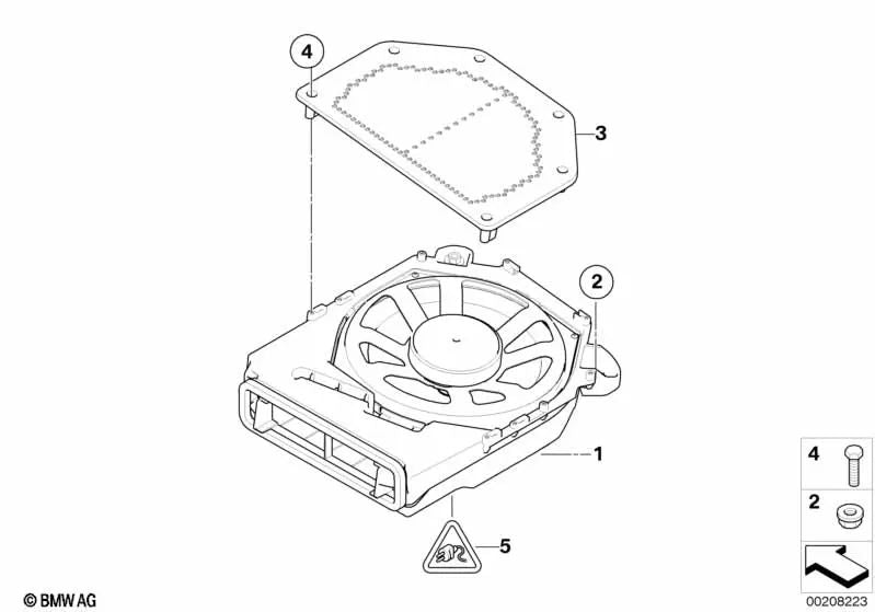 Blende de subwoofer central para BMW E90, E90N, E91, E91N, E92, E92N (OEM 65136925337). Original BMW