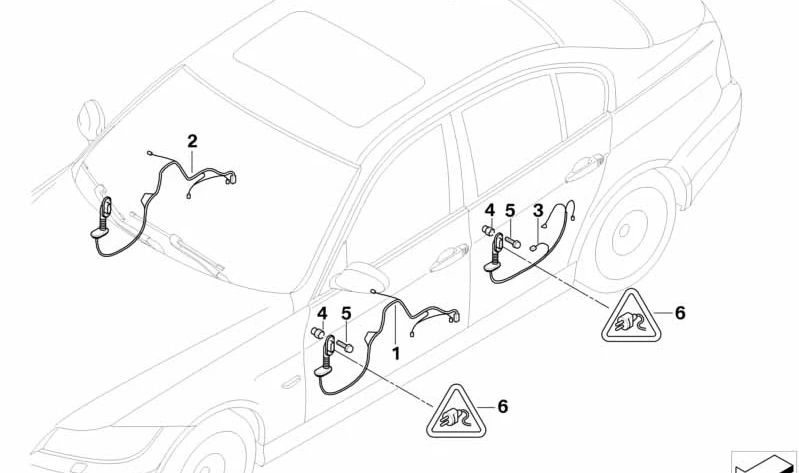 Wiring harness passenger side for BMW 3 Series E90, E91 (OEM 61126947096). Original BMW