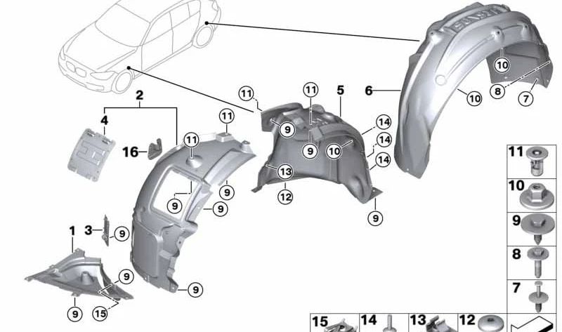 RIGHT FRONT ALERÓN OEM 51717241848 for BMW F20, F21, F22, F23. Original BMW.