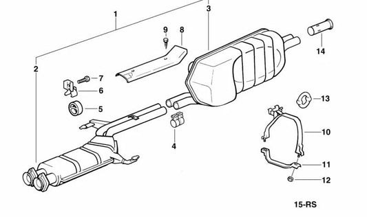 Exhaust System for BMW Series 5 E28 (OEM 18121707831). Genuine BMW