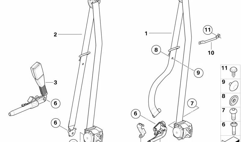 Ceinture de sécurité gauche avec tenseur OEM 72117295963 pour BMW E70, E71, E72. BMW d'origine.