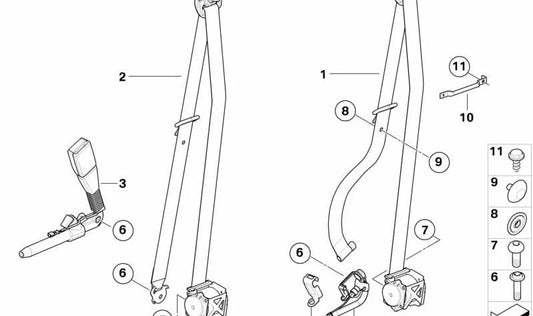 Ceinture de sécurité gauche avec tenseur OEM 72117295963 pour BMW E70, E71, E72. BMW d'origine.