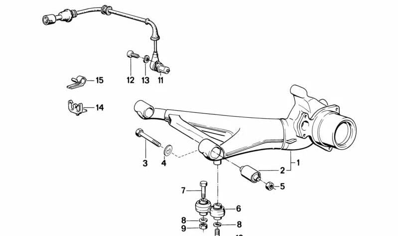 Soporte guía de cable de freno OEM 34521179169 para BMW E28, E34, E24, E32. Original BMW.