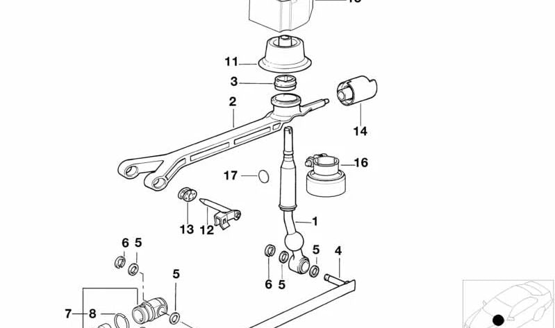 Brazo de cambio para BMW E39 (OEM 25111222723). Original BMW.