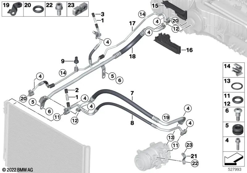 Suction pipe with filling for BMW 5 Series F07, F10, F11; Series 7 F01, F02 (OEM 64539201928). Genuine BMW