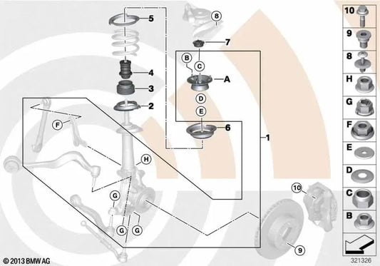 Front additional shock absorber for BMW E60, E60N (OEM 31336778085). Original BMW.