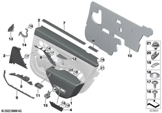 Brustleiste SSR corta trasera izquierda para BMW G70 (OEM 51355A31C21). Original BMW