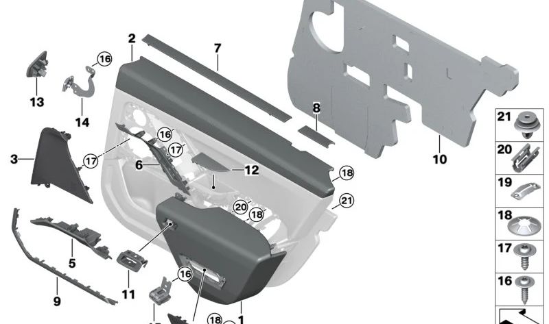 Revestimiento lateral trasero derecho OEM 51425A2D7A6 para BMW Serie 1 (F20, F21), Serie 3 (F30, F31, F34), Serie 4 (F32, F33, F36). Original BMW.