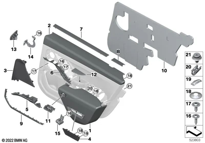 Cubierta para agarradera trasera derecha para BMW G70 (OEM 51429134656). Original BMW