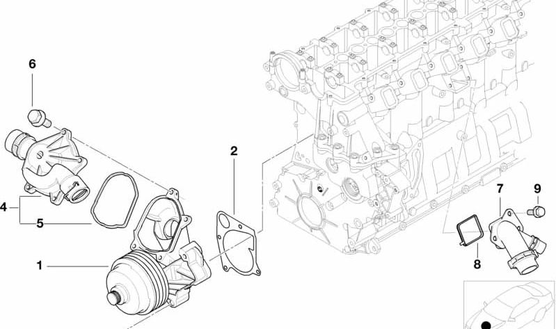 Bomba de agua mecánica OEM 11517786192 para BMW E46, E39, E38, E53. Original BMW.