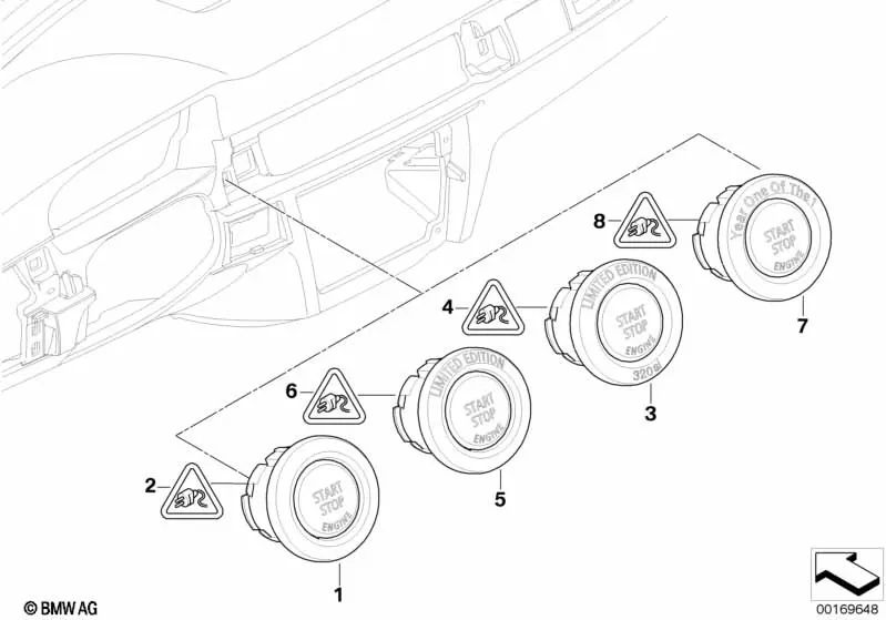 Interruptor de Start/Stop para BMW E92, E92N, E93, E93N (OEM 61319146356). Original BMW