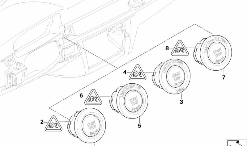 Interruptor de Start/Stop para BMW Serie 1 E81, E82, E87, E88 (OEM 61316949499). Original BMW.