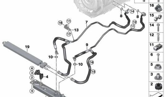 Tubería de Refrigeración de Aceite de Transmisión para BMW F85, F86 (OEM 17217850110). Original BMW