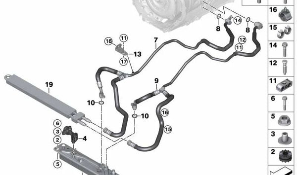 Tubería de Refrigeración de Aceite de Transmisión para BMW F85, F86 (OEM 17217850110). Original BMW