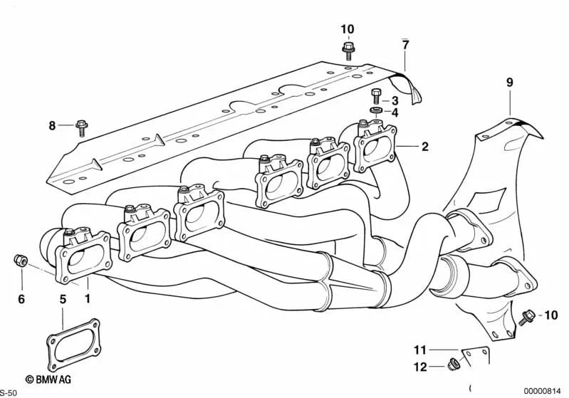 Hinterer Abgaskrümmer für BMW E36 (OEM 11621404695). Original BMW