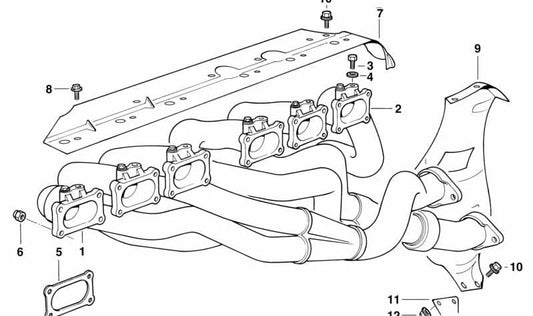 Front Exhaust Manifold for BMW E36 (OEM 11621403394). Original BMW