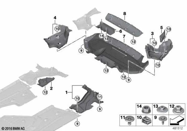 Revestimiento inferior del tanque derecho para BMW G32, G32N (OEM 51757397584). Original BMW.