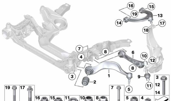 Corrección de caída para BMW Serie 7 F01N, F02N (OEM 31126854613). Original BMW.